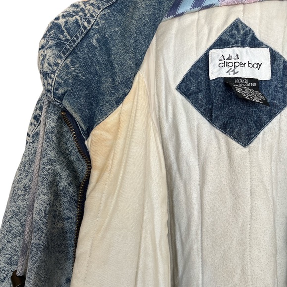 Vintage clipper bay Acid Washed Denim Jacket Size Large - Picture 6 of 7